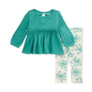 Burt's Bees Baby Organic Cotton Baby \u0026 Toddler Girl Tunic \u0026 Legging Set, Sizes 3/6 Months-5T